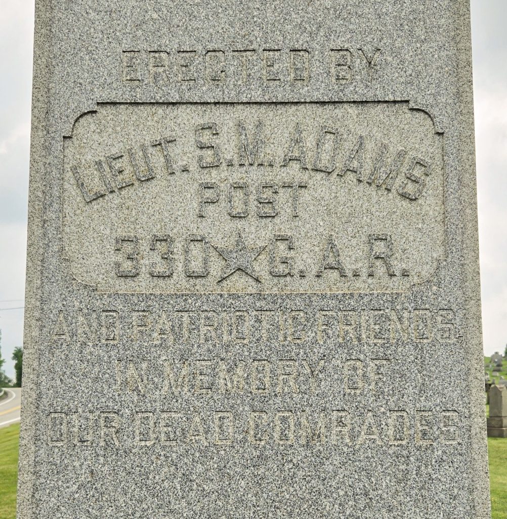 LIEUT. S.M. ADAMS POST 330 G.A.R. WAR MEMORIAL STONE