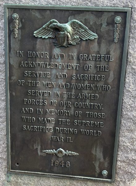LIONS INTERNATIONAL WORLD WAR II MEMORIAL PLAQUE