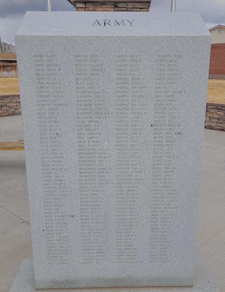 LOA WAR VETERANS MEMORIAL STONE B