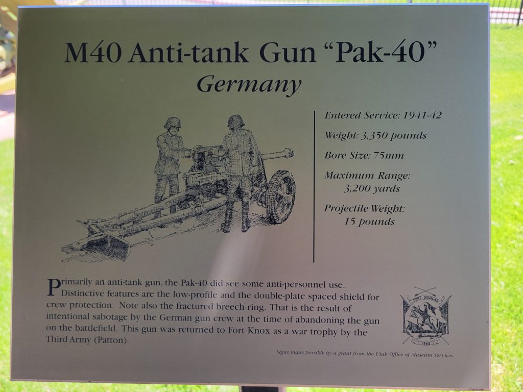 M40 ANTI-TANK GUN “PAK-40” WAR MEMORIAL PLAQUE
