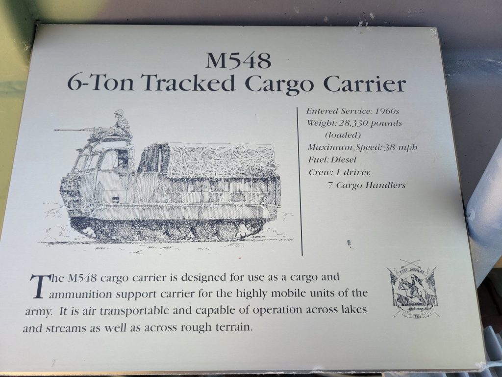 M548 6-TON TRACKED CARGO CARRIER WAR MEMORIAL PLAQUE