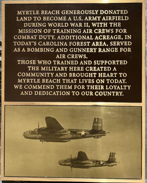 MYRTLE BEACH WORLD WAR II MEMORIAL PLAQUE A