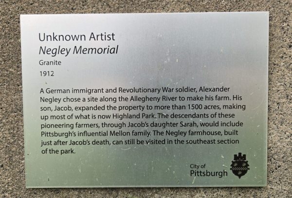 NEGLEY MEMORIAL REVOLUTIONARY WAR PLAQUE