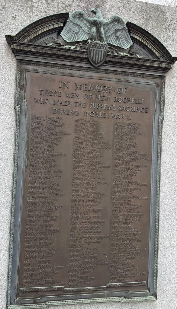 NEW ROCHELLE SUPREME SACRIFICE WORLD WAR II MEMORIAL PLAQUE