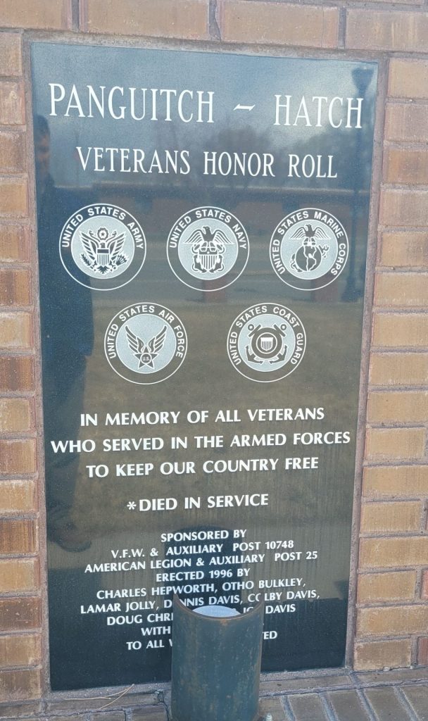 PANGUITCH-HATCH VETERANS HONOR ROLL MEMORIAL PLAQUE A