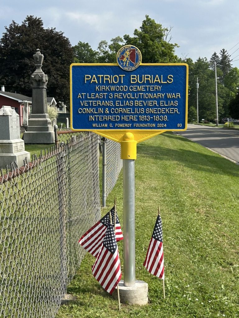 PATRIOT BURIALS KIRKWOOD CEMETERY REVOLUTIONARY WAR MEMORIAL MARKER