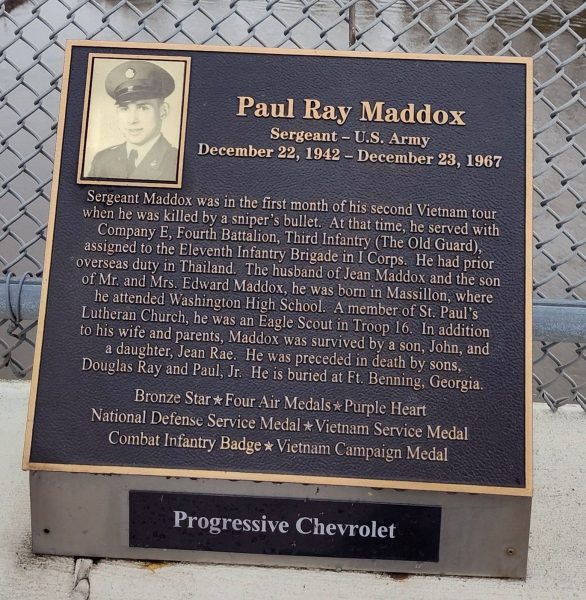 PAUL RAY MADDOX WAR MEMORIAL PLAQUE