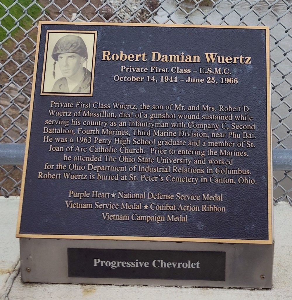 ROBERT DAMIAN WUERTZ WAR MEMORIAL PLAQUE