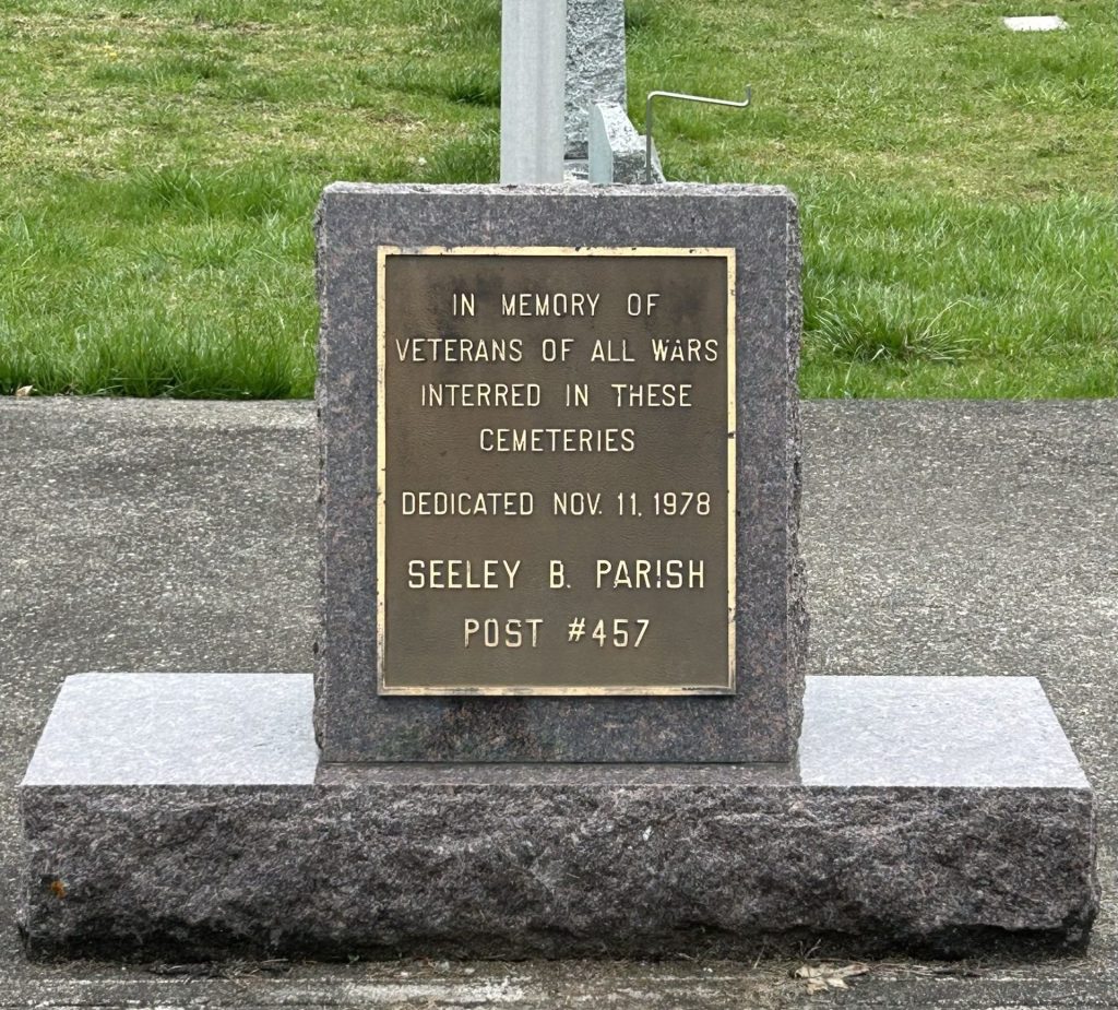 SEELEY B. PARISH POST #457 VETERANS OF ALL WARS MEMORIAL FLAGPOLE PLAQUE