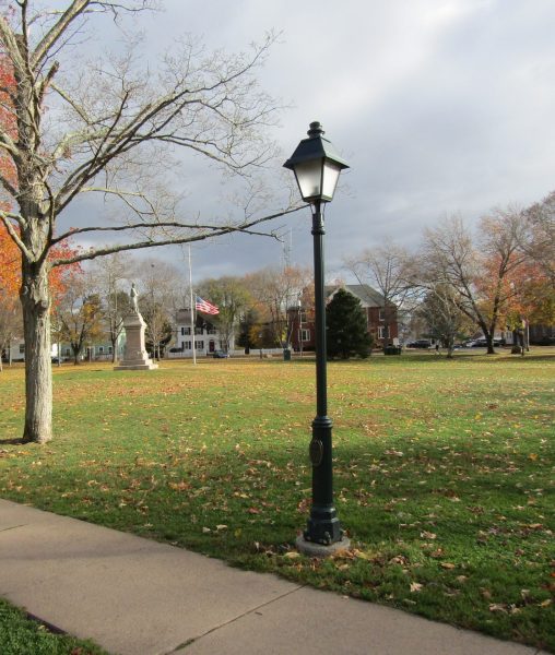 SOLDIERS’ MONUMENT ON THE GUILFORD GREEN  MEMORIAL LIGHT POLE