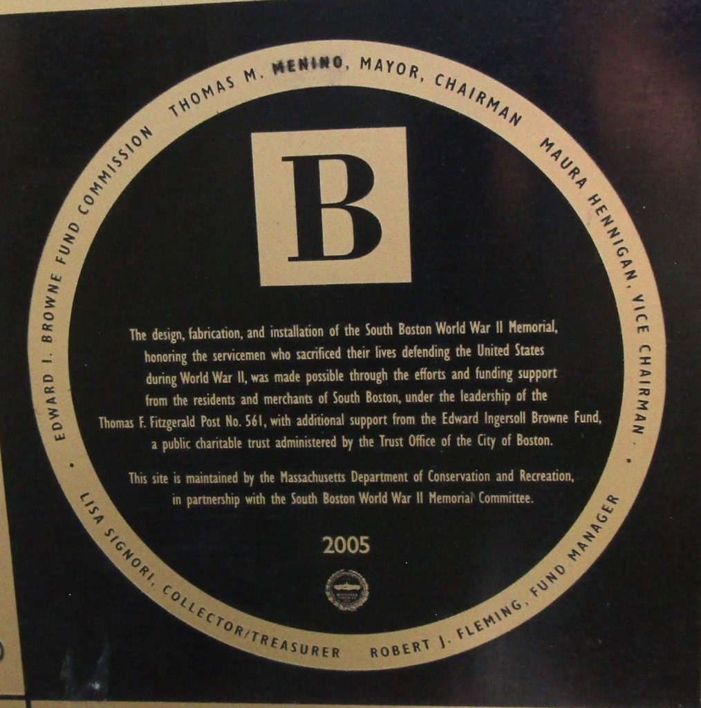 SOUTH BOSTON WORLD WAR II MEMORIAL PLAQUE