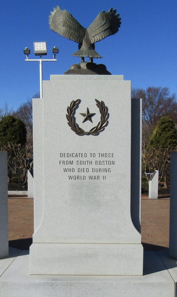 SOUTH BOSTON WORLD WAR II MEMORIAL STONE E