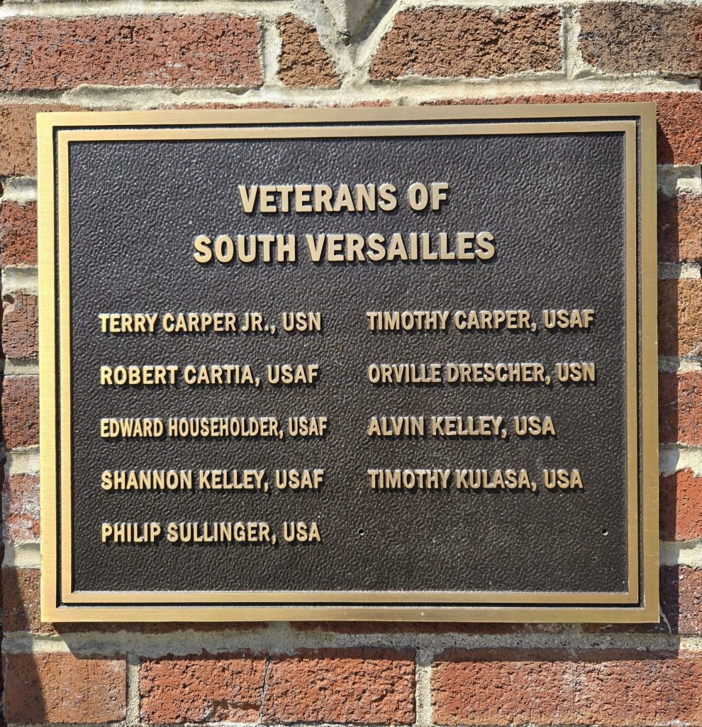 SOUTH VERSAILLES TWP WAR VETERANS MEMORIAL PLAQUE C