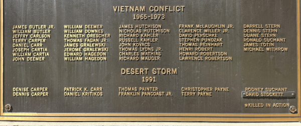 SOUTH VERSAILLES TWP WAR VETERANS MEMORIAL PLAQUE D
