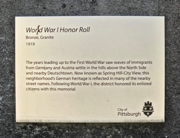 SPRING HILL-CITY WORLD WAR I HONOR ROLL WAR MEMORIAL