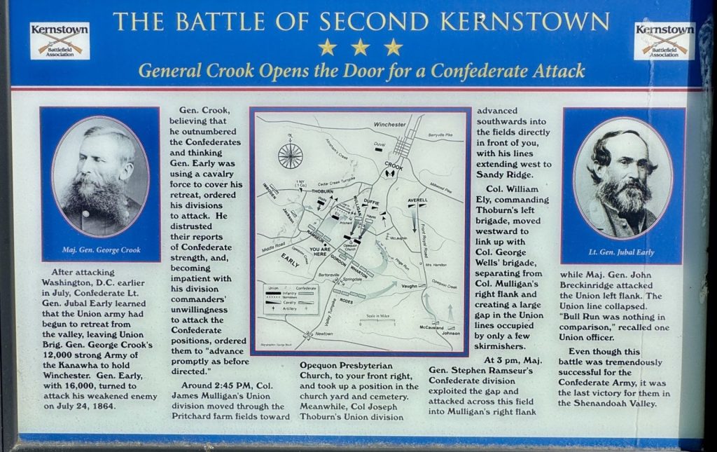 THE BATTLE OF SECOND KERNSTOWN GENERAL CROOK MEMORIAL PANEL