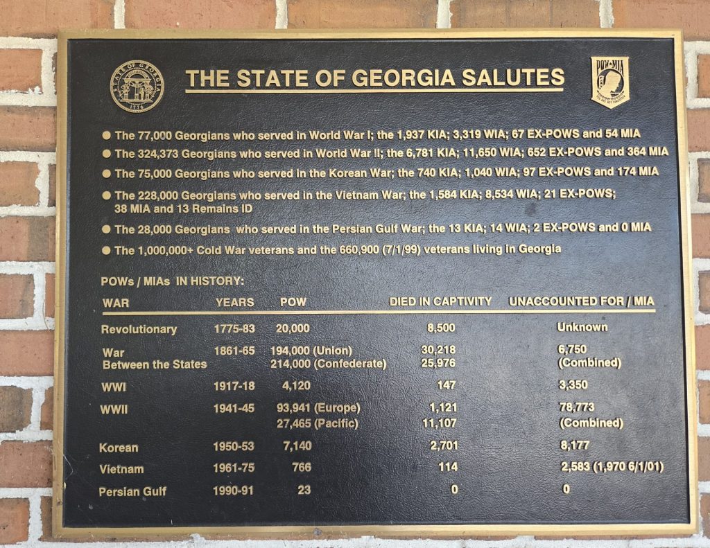 THE STATE OF GEORGIA SALUTES MEMORIAL PLAQUE LAVONIA