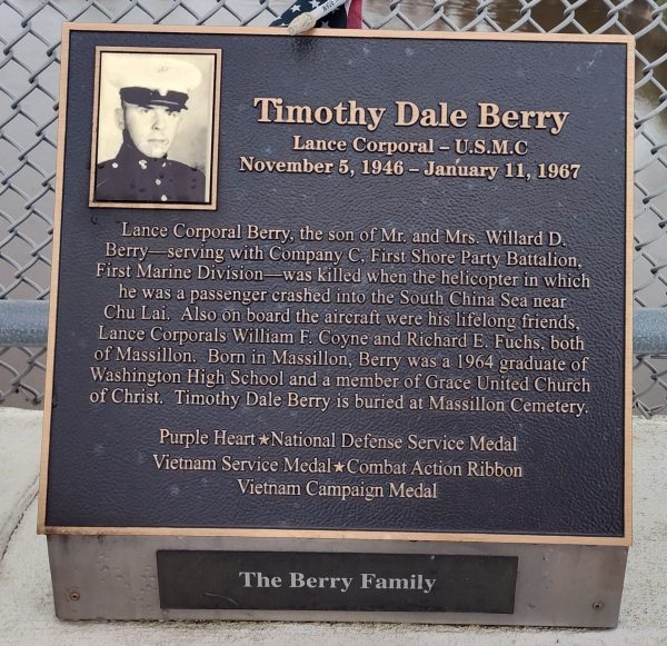 TIMOTHY DALE BERRY WAR MEMORIAL PLAQUE