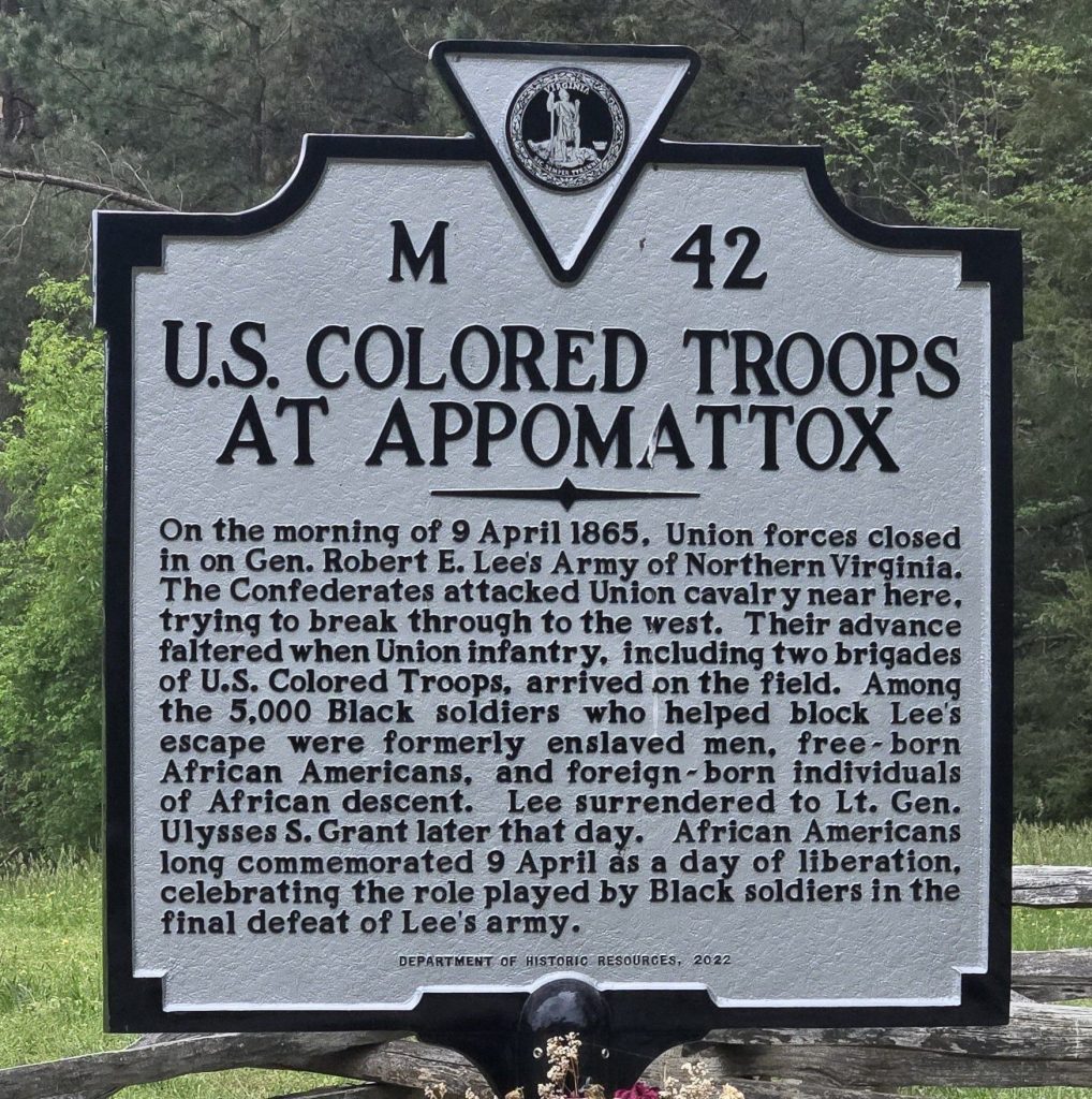 U.S. COLORED TROOPS AT APPOMATTOX WAR MEMORIAL MARKER