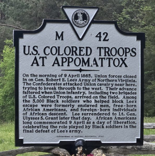U.S. COLORED TROOPS AT APPOMATTOX WAR MEMORIAL MARKER
