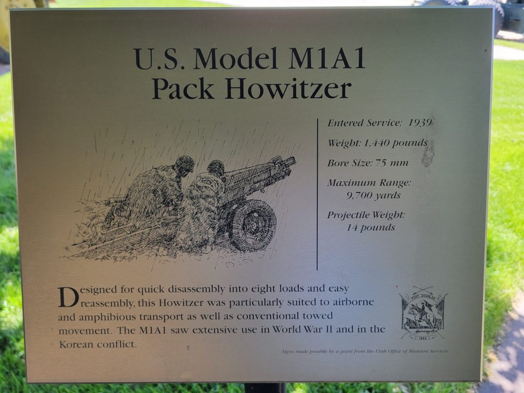 U.S. MODEL M1A1 PACK HOWITZER WAR MEMORIAL PLAQUE