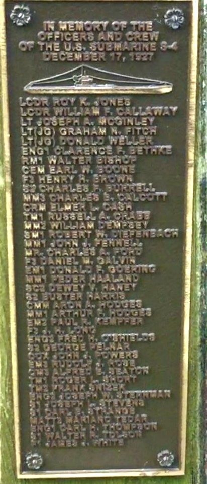 U.S. SUBMARINE S-4 MEMORIAL PLAQUE