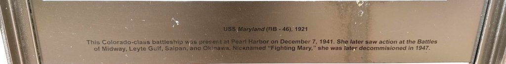 USS MARYLAND (BB-46) 1921 WAR MEMORIAL PLAQUE