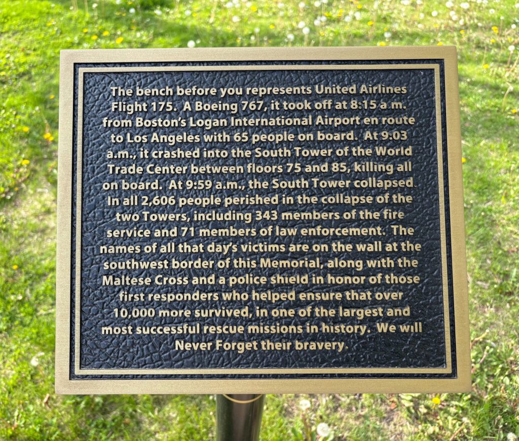 UNITED AIRLINES FLIGHT 175 MEMORIAL PLAQUE