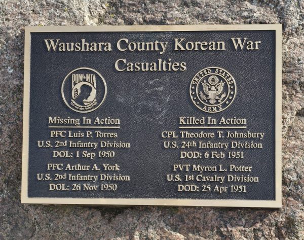 WAUSHARA COUNTY KOREAN WAR CASUALTIES MEMORIAL PLAQUE