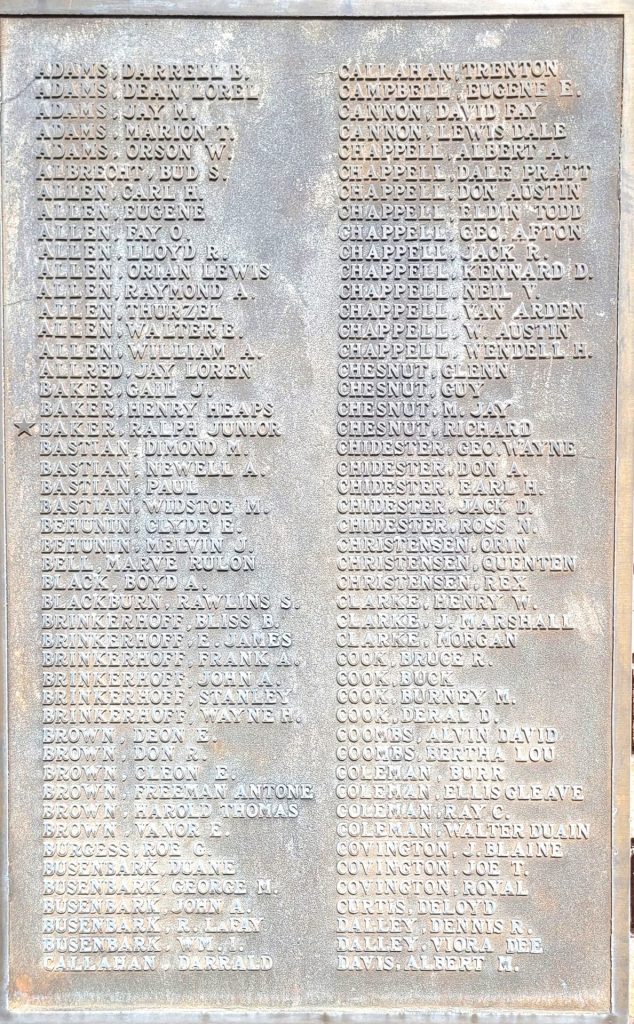 WAYNE COUNTY WAR VETERANS MEMORIAL PLAQUE B