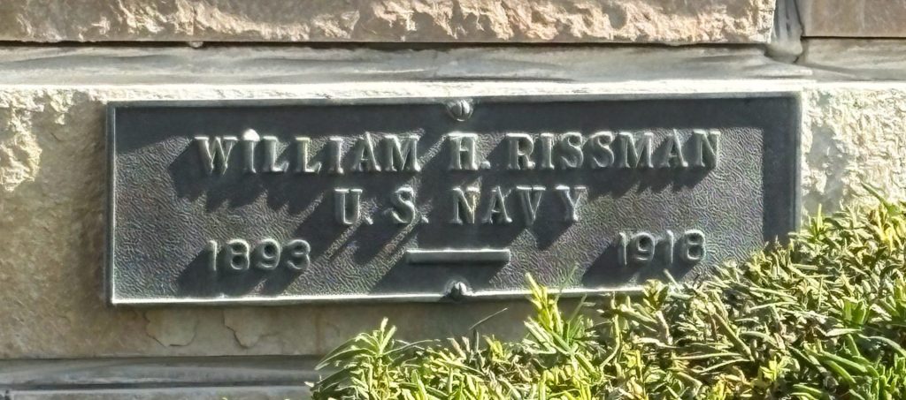 WILLIAM H. RISSMAN WAR MEMORIAL PLAQUE
