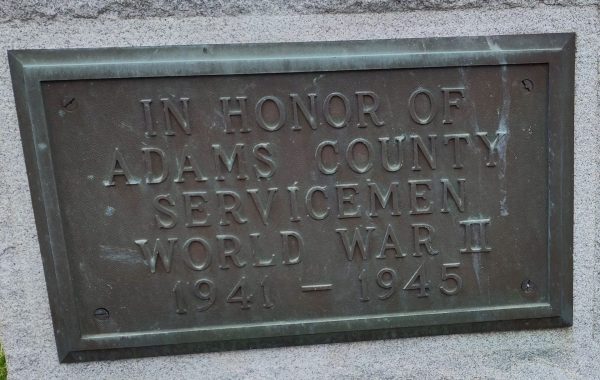 ADAMS COUNTY WORLD WAR II VETERANS MEMORIAL PLAQUE