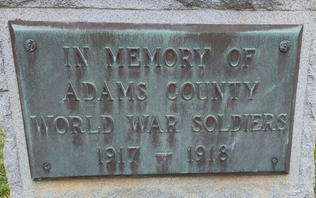 ADAM COUNTY WORLD WAR SOLDIERS MEMORIAL PLAQUE