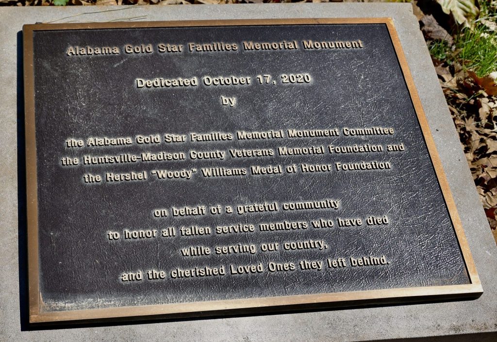 ALABAMA GOLD STAR FAMILIES MEMORIAL MONUMENT PLAQUE A