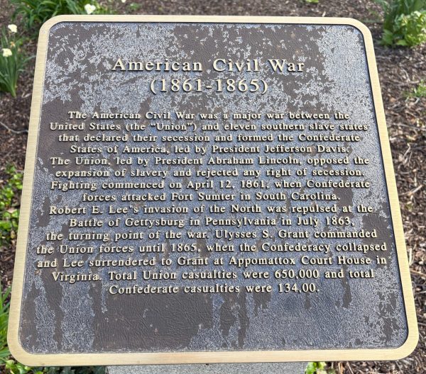 AMERICAN CIVIL WAR (1861-1865) MEMORIAL PLAQUE