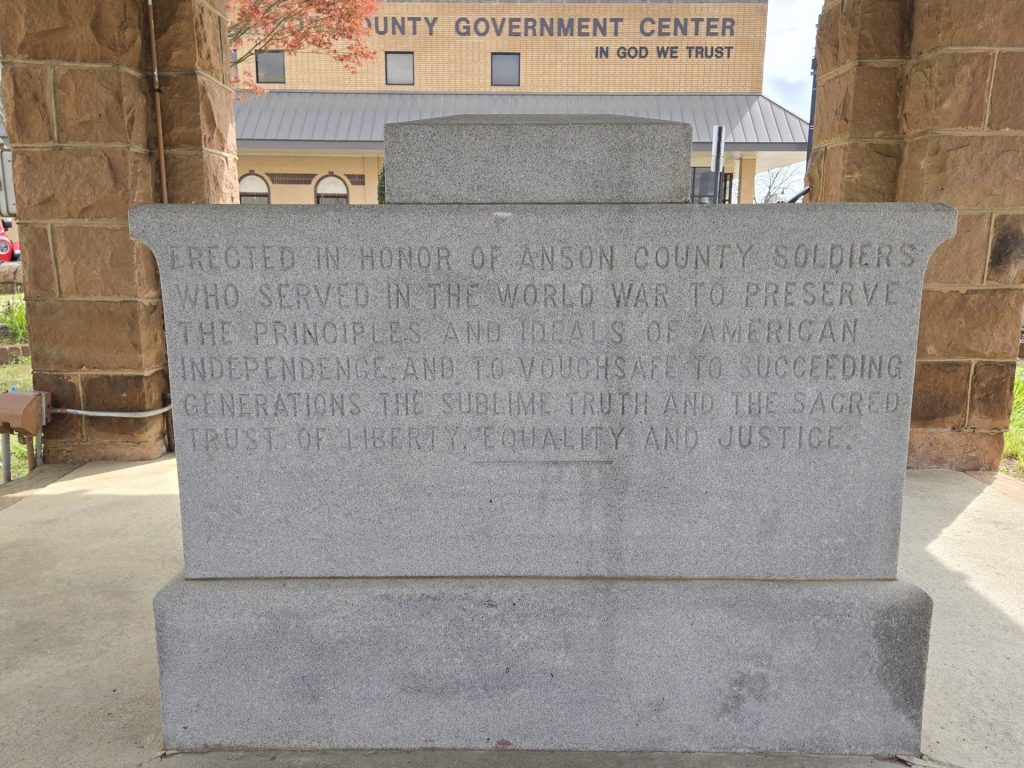 ANSON COUNTY MEMORIAL FOUNTAIN FRONT