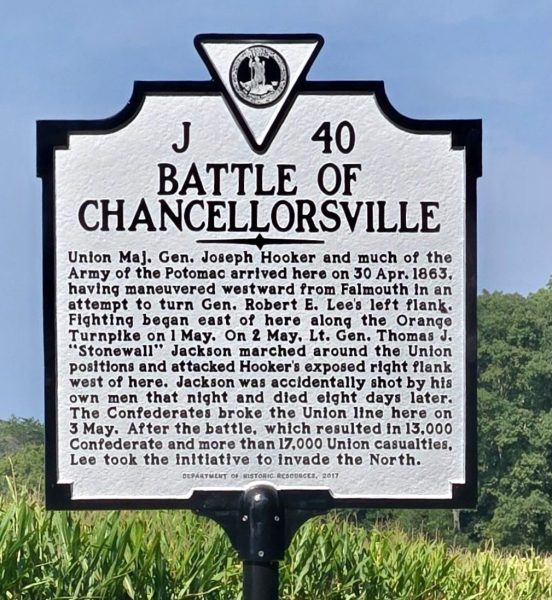 BATTLE OF CHANCELLORSVILLE WAR MEMORIAL MARKER