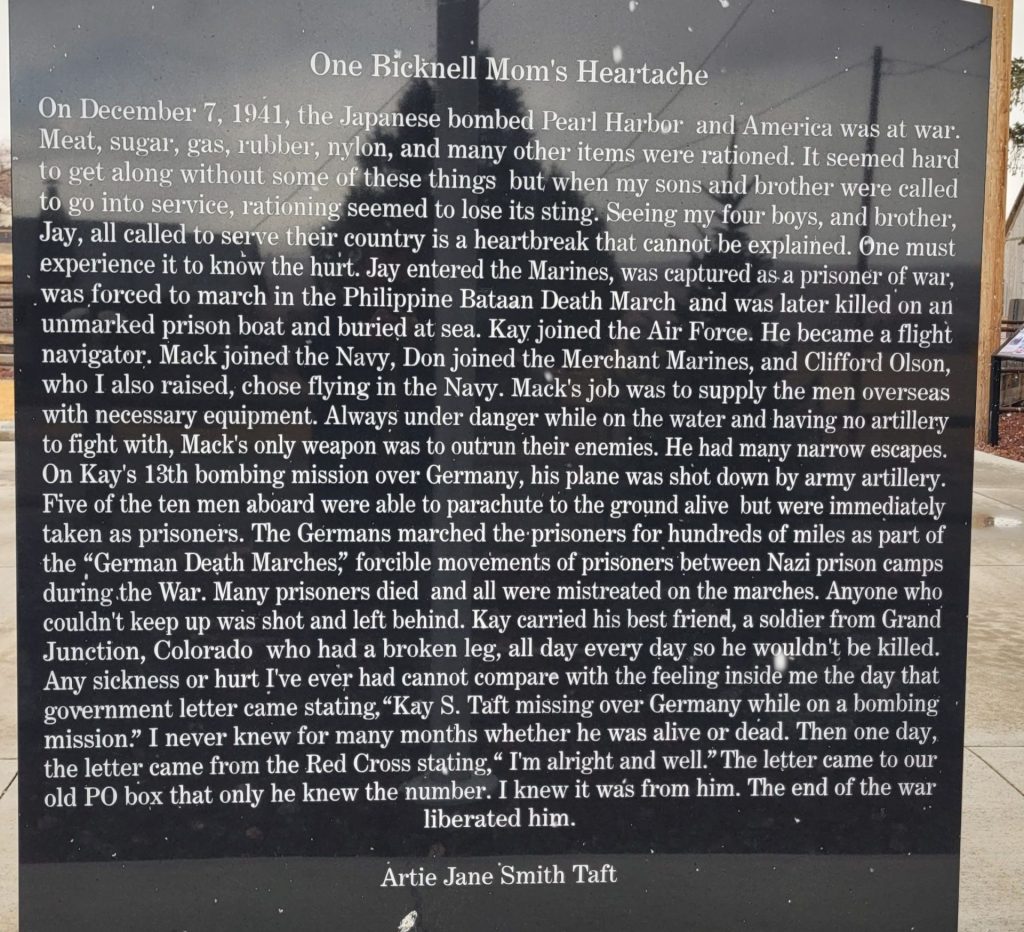 BICKNELL WAR VETERANS MEMORIAL STONE D