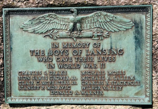 BOYS OF LANSING SUPREME SACRIFICE WORLD WAR II MEMORIAL PLAQUE