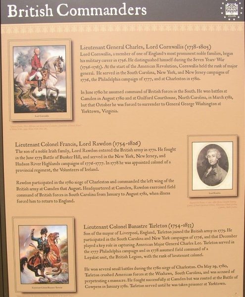 BRITISH COMMANDERS REVOLUTIONARY WAR MEMORIAL PLAQUE