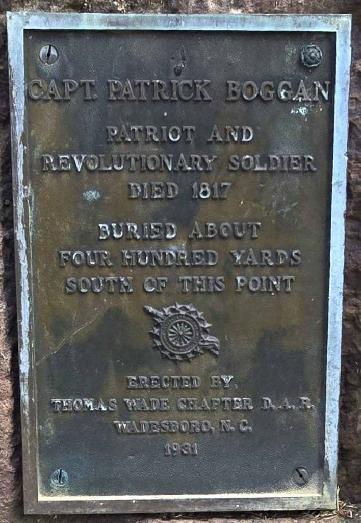 CAPT. PATRICK BOGGAN REVOLUTIONARY SOLDIER MEMORIAL PLAQUE