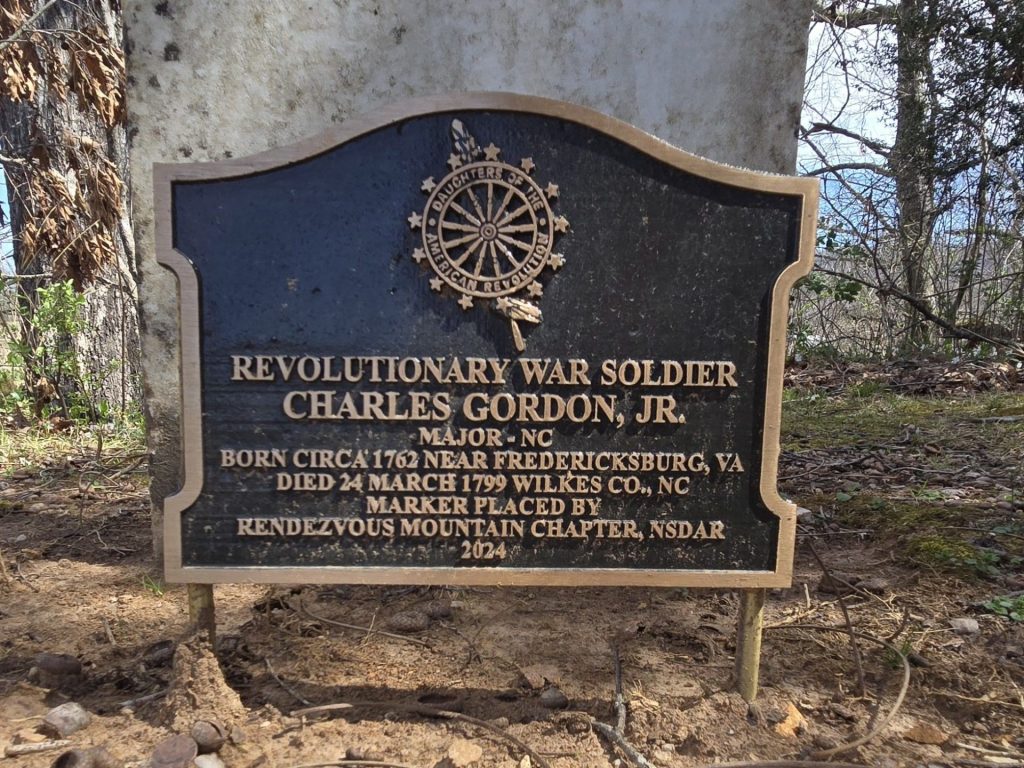CHARLES GORDON, JR. REVOLUTIONARY WAR SOLDIER MEMORIAL MARKER