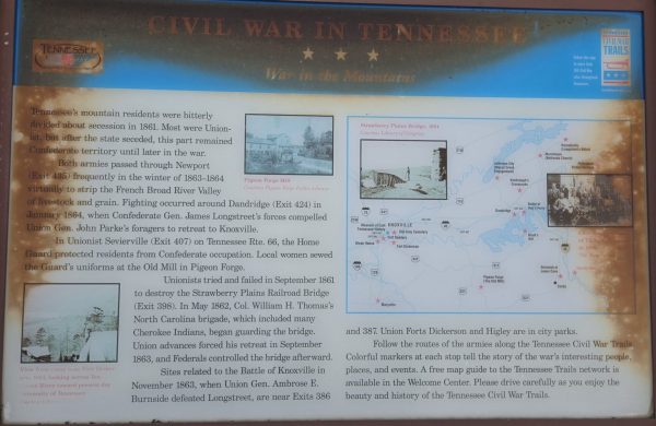 CIVIL WAR IN TENNESSEE IN THE MOUNTAINS MEMORIAL PANEL HARTFORD