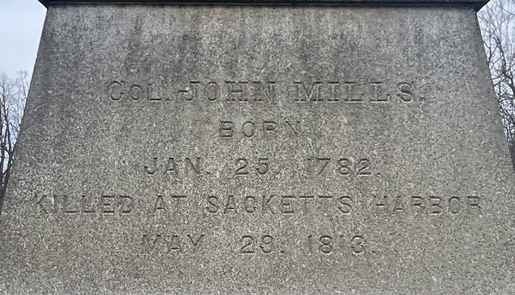 COL. JOHN MILLS WAR MEMORIAL STONE