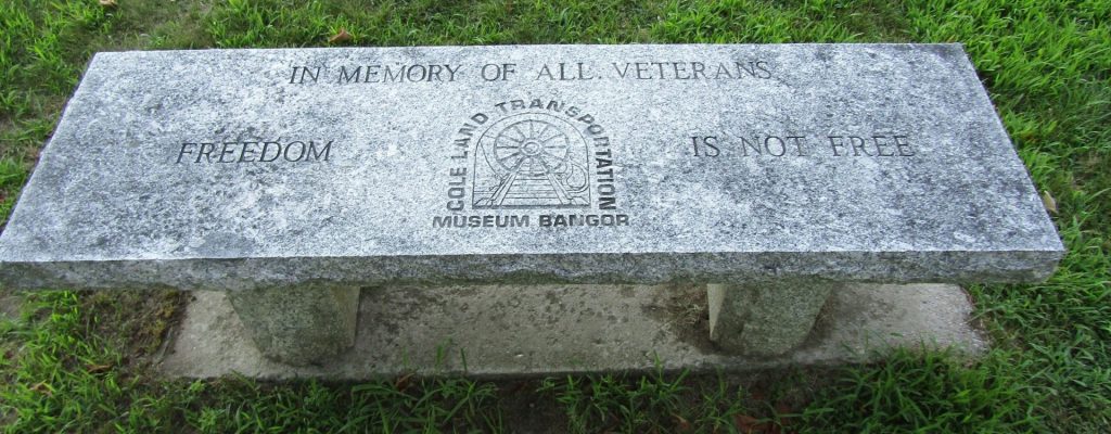 COLELAND TRANSPORTATION MUSEUM BANGOR MEMORIAL VETERANS BENCH