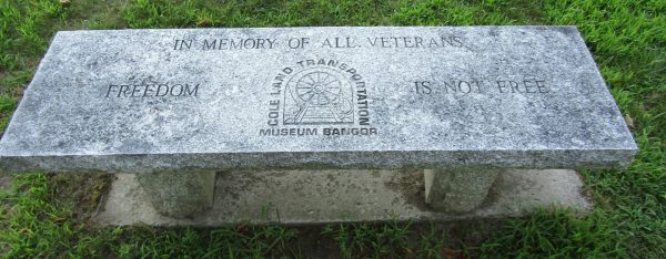 COLELAND TRANSPORTATION MUSEUM BANGOR MEMORIAL VETERANS BENCH