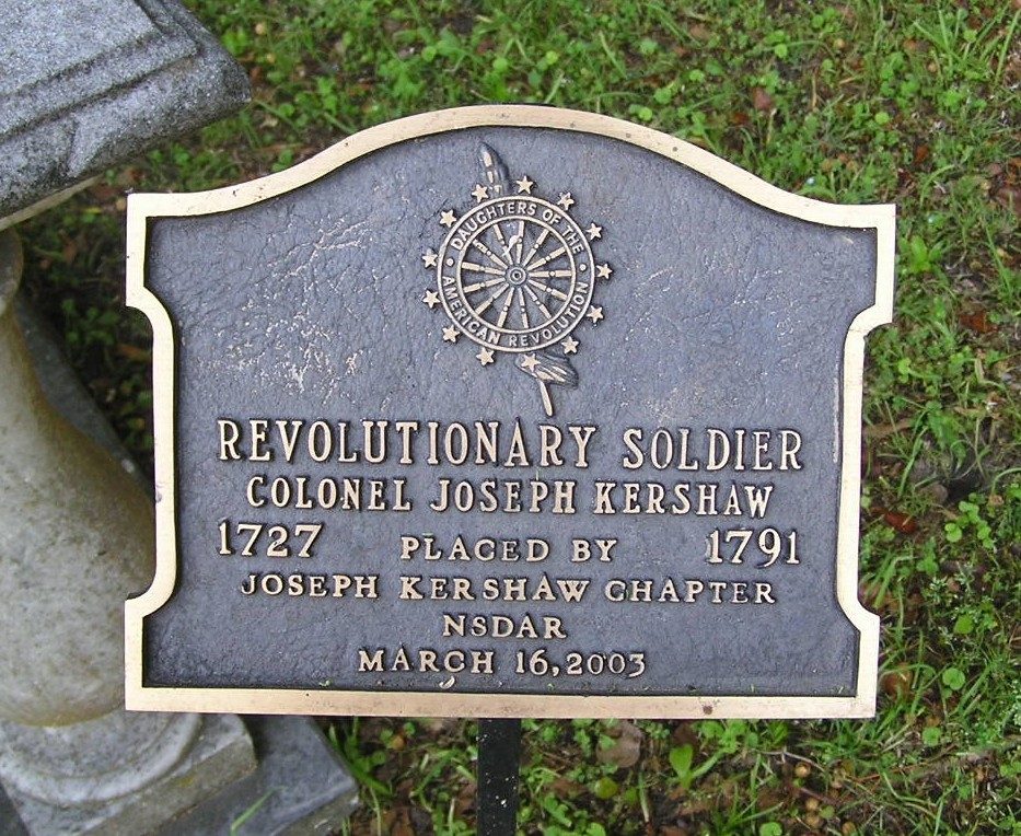 COLONEL JOSEPH KERSHAW’S TOMB REVOLUTIONARY WAR MEMORIAL PLAQUE