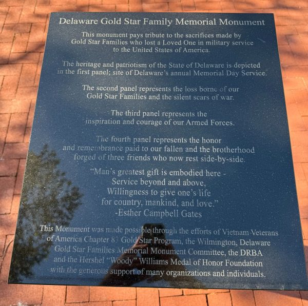 DELAWARE GOLD STAR FAMILY MEMORIAL MONUMENT PLAQUE