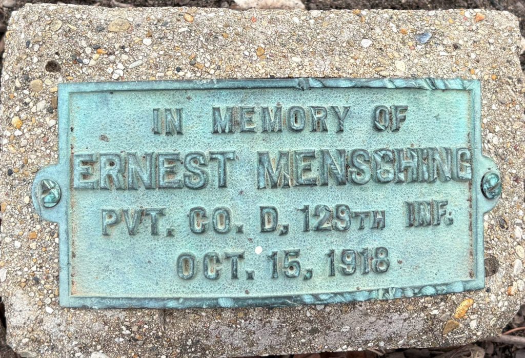 ERNEST MENSCHING WAR MEMORIAL PLAQUE