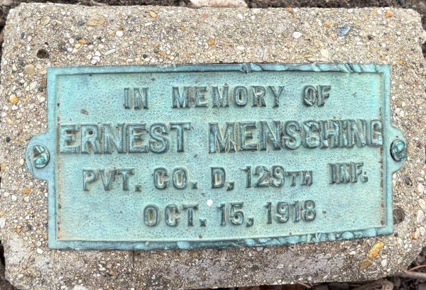 ERNEST MENSCHING WAR MEMORIAL PLAQUE